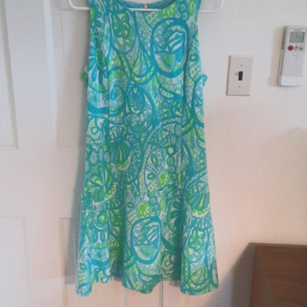Lilly blue green white dress